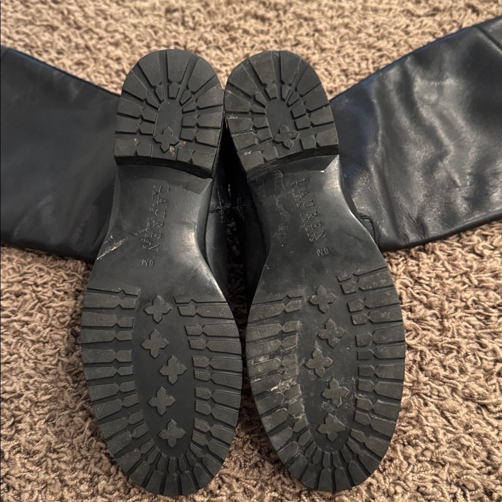 Lauren Ralph Lauren Black Leather Riding Boots - Picture 5 of 8
